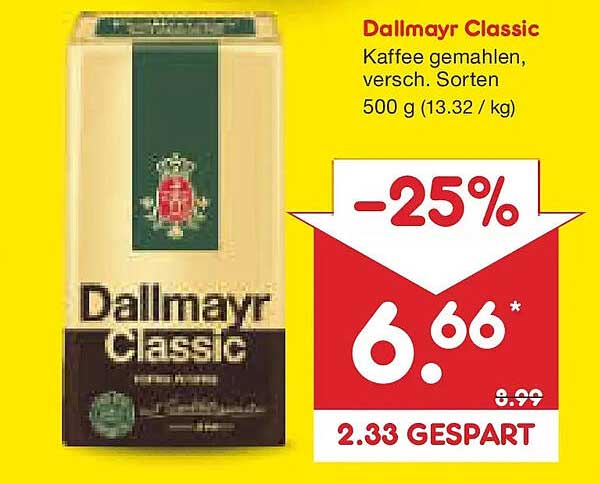 Dallmayr Classic Kaffee gemahlen, verschiedene Sorten 500 g