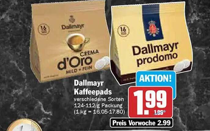 Dallmayr Kaffee-Pads verschiedene Sorten 124-112 g Packung