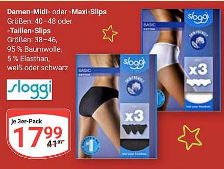 Damen-Midi- oder -Maxi-Slips je 3er-Pack