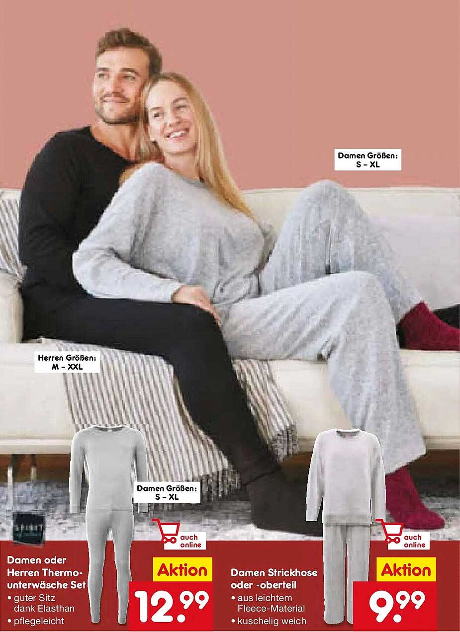 Damen oder Herren Thermo-Unterwäsche Set - guter Sitz dank Elasthan - pflegeleicht