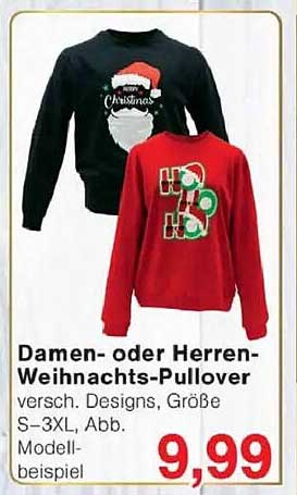 Damen- oder Herren-Weihnachts-Pullover - verschiedene Designs, Größen S-3XL