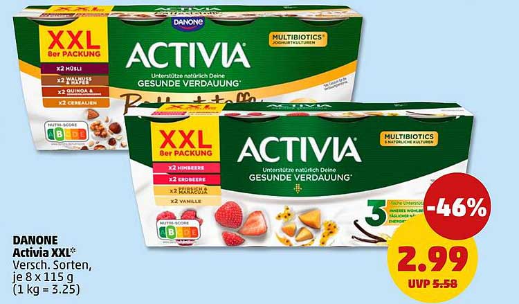 DANONE Activia XXL Verschiedene Sorten, je 8 x 115 g