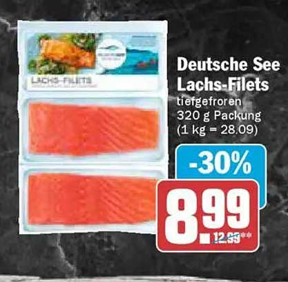Deutsche See Lachs-Filets tiefgefroren 320 g Packung