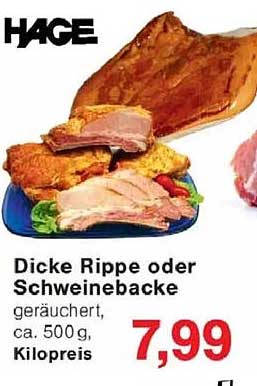 Dicke Rippe oder Schweinebacke - geräuchert, ca. 500 g