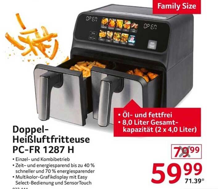 Doppel-Heißluftfritteuse PC-FR 1287 H