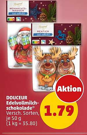 DOUCEUR Edelformschokolade - Weihnachtsmänner und Rentiere