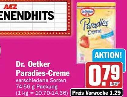 Dr. Oetker Paradies-Creme verschiedene Sorten 74-56 g Packung
