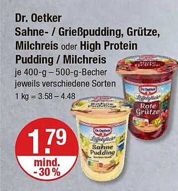 Dr. Oetker Sahne- / Grießpudding, Grütze, Milchreis oder High Protein Pudding / Milchreis
