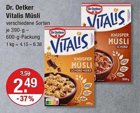 Dr. Oetker Vitalis Müsli – verschiedene Sorten