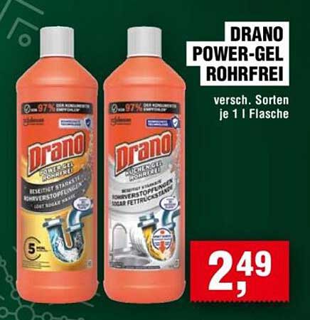 DRANO POWER-GEL ROHRFREI - verschiedene Sorten je 1 l Flasche