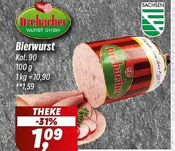 Drebacher Bierwurst - Thekenpreis