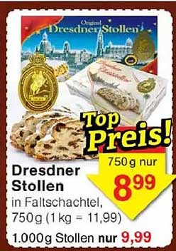 Dresdner Stollen 750g in Faltschachtel