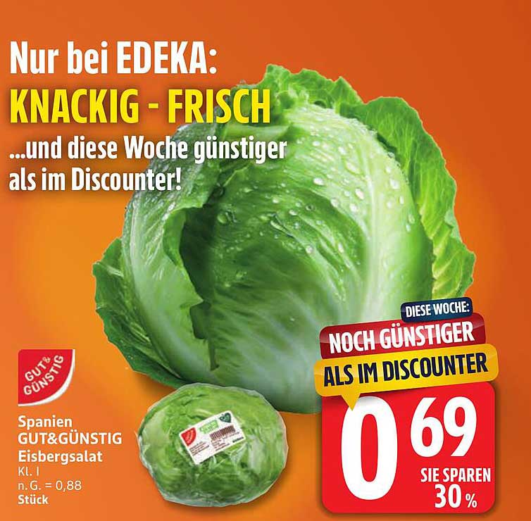 Edeka Eisbergsalat GUT&GÜNSTIG – Knackig frisch aus Spanien