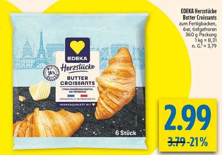 EDEKA Herzstücke Butter Croissants 6 Stück