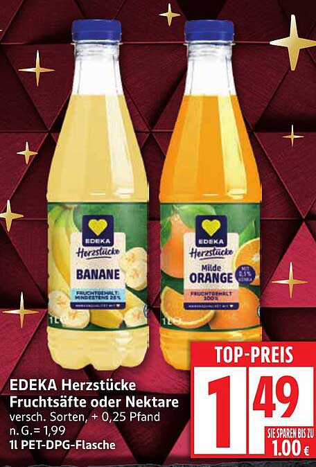 EDEKA Herzstücke Fruchtsäfte oder Nektare - Milder Genuss in jeder Flasche