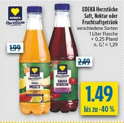 EDEKA Herzstücke Saft, Nektar oder Fruchtsaftgetränk verschiedene Sorten