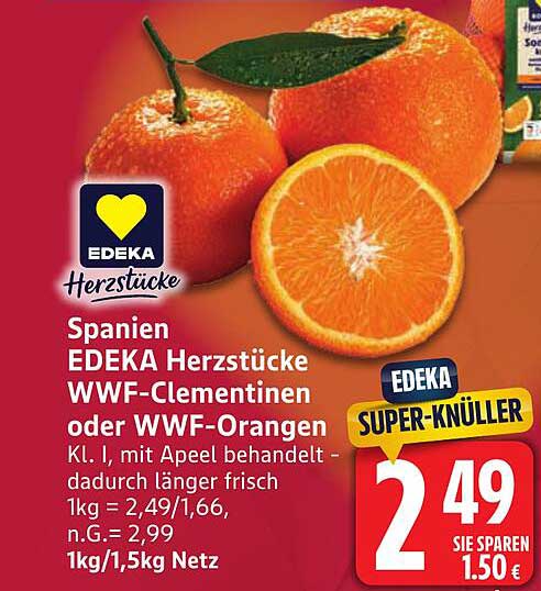 EDEKA Herzstücke WWF-Clementinen oder WWF-Orangen