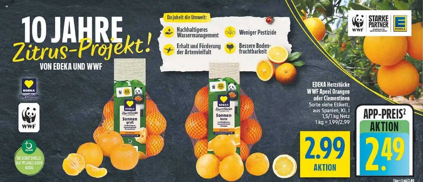 EDEKA Herztücke WWF Äpfel Orangen oder Clementinen