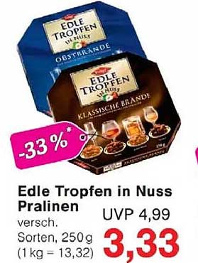Edle Tropfen in Nuss Pralinen 250 g