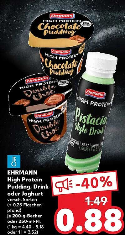 EHRMANN High Protein Pudding, Drink oder Joghurt