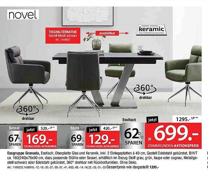 Essgruppe Granada, Tisch, Stühle und mehr – Exklusive Angebote bei Zurbrüggen