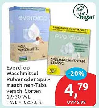 Everdrop Waschmittel Pulver oder Spülmaschinen-Tabs