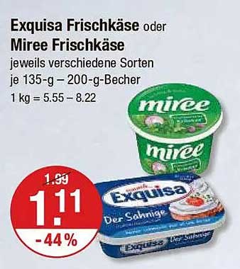 Exquisa Frischkäse oder Miree Frischkäse je 135-g- bis 200-g-Becher