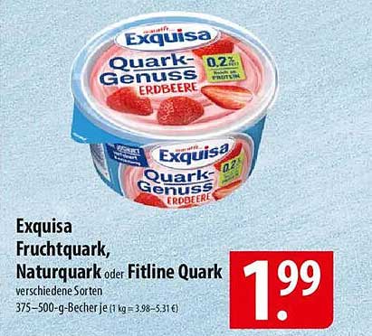 Exquisa Fruchtquark, Naturquark oder Fitline Quark verschiedene Sorten