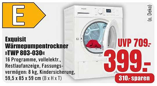 Exquisit Wärmepumpentrockner »TWP 803-030«