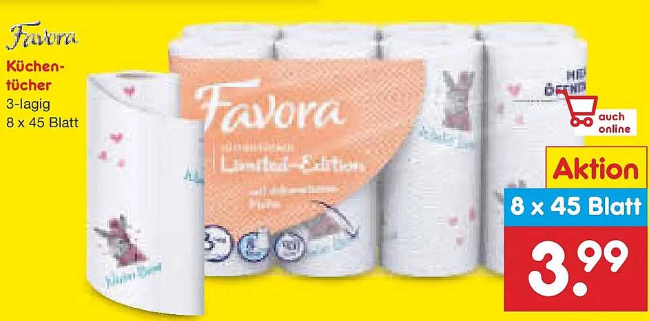 Favora Küchentücher 3-lagig, 8 x 45 Blatt