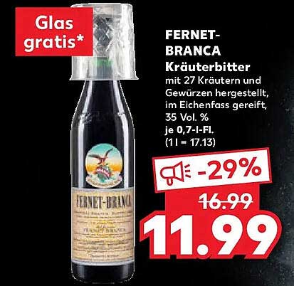 FERNET-BRANCA Kräuterbitter mit 27 Kräutern und Gewürzen, 35 Vol. %
