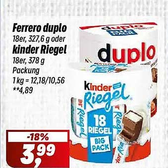Ferrero duplo oder Kinder Riegel – große Packungen voller Genuss
