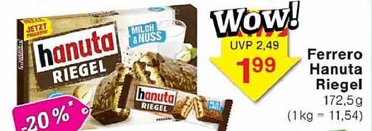Ferrero Hanuta Riegel 172,5 g (Milch & Nuss) - jetzt nur 1,99 €