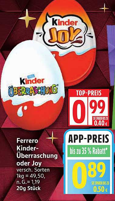 Ferrero Kinder-Überraschung oder Joy 20g Stück