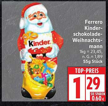 Ferrero Kinderschokolade-Weihnachtsmann 55g