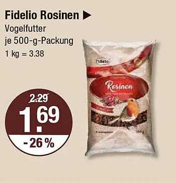 Fidelio Rosinen - Vogelfutter 500-g-Packung