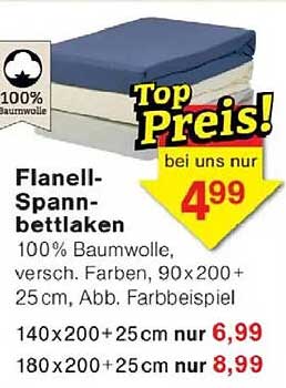 Flanell-Spannbettlaken 100% Baumwolle