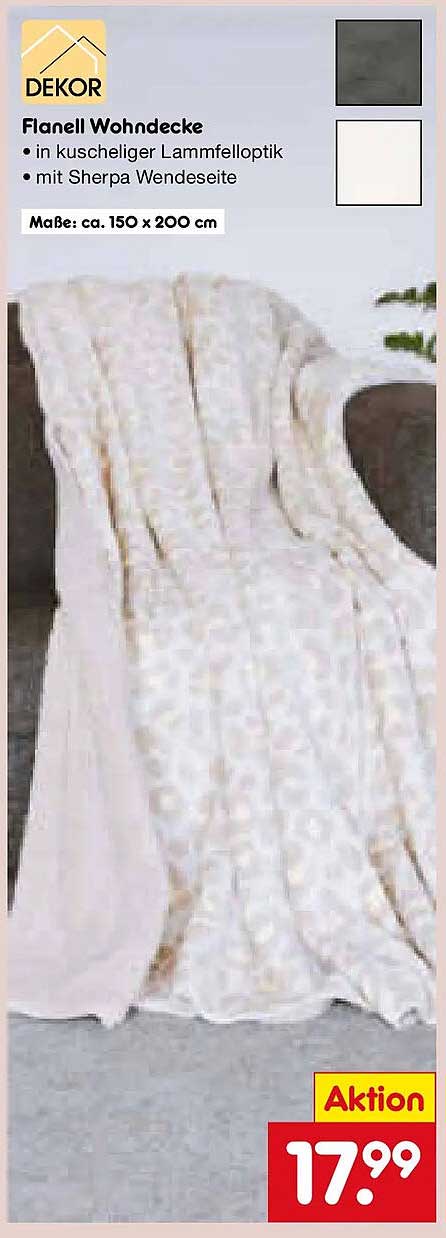 Flanell Wohndecke in kuscheliger Lammfelloptik mit Sherpa Wendeseite