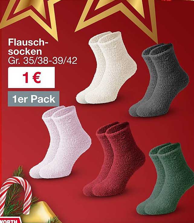 Flauschsocken in verschiedenen Farben – 1 €