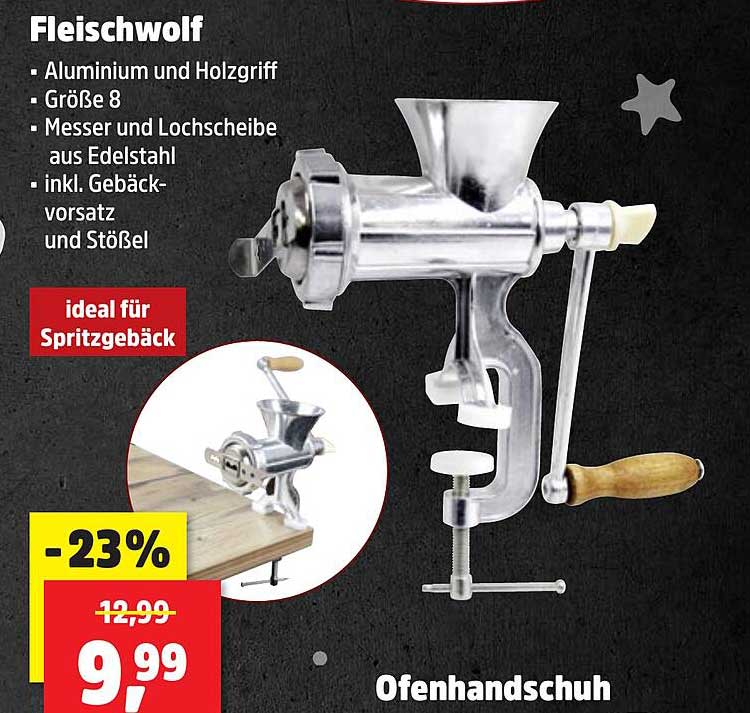 Fleischwolf Größe 8 mit Gebäckvorsatz und Stößel