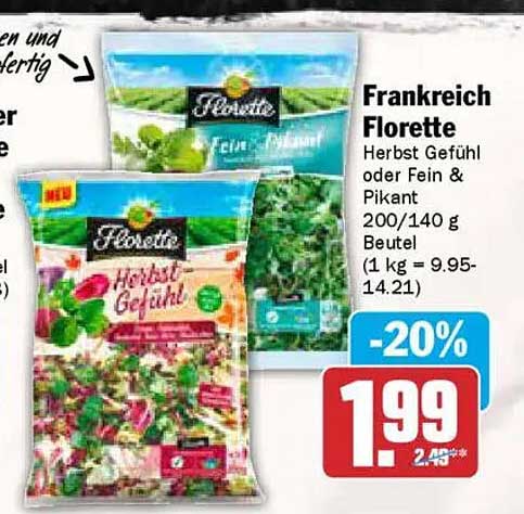 Frankreich Florette Herbst Gefühl oder Fein & Pikant 200/140 g Beutel
