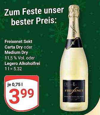 Freixenet Sekt Carta Dry oder Medium Dry - 0,75 l