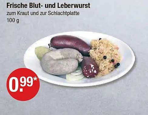 Frische Blut- und Leberwurst zum Kraut und zur Schlachtplatte 100 g