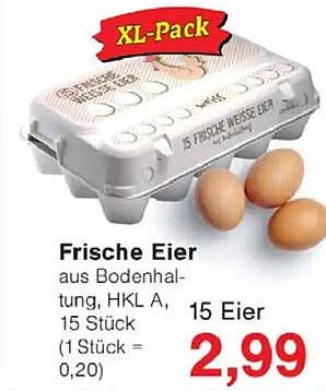 Frische Eier aus Bodenhaltung, HKL A, 15 Stück