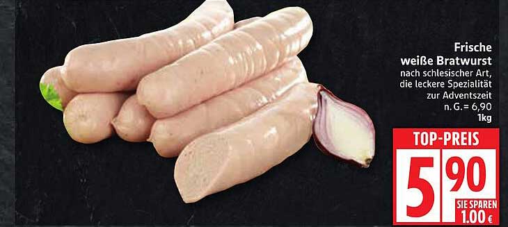 Frische weiße Bratwurst nach schlesischer Art zur Adventszeit 1kg