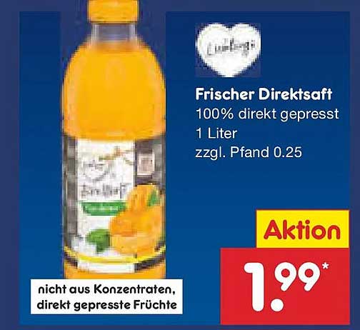 Frischer Direktsaft 1 Liter