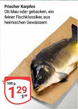 Frischer Karpfen, 100 g für nur 1,29