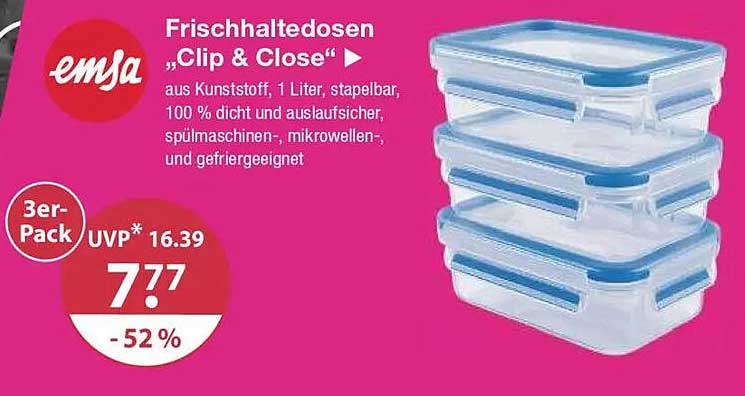 Frischhaltedosen "Clip & Close" 3er-Pack