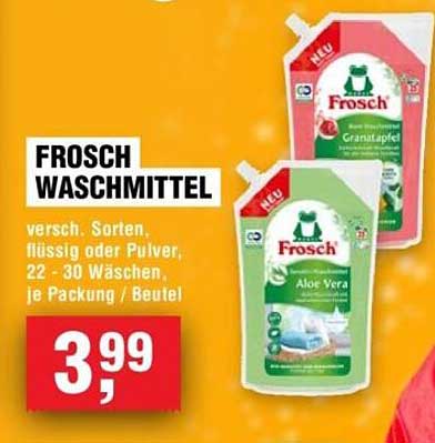 Frosch Waschmittel - Verschiedene Sorten, flüssig oder Pulver, 22 - 30 Wäschen