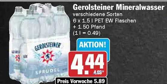 Gerolsteiner Mineralwasser - verschiedene Sorten (6 x 1,5 l PET EW Flaschen)